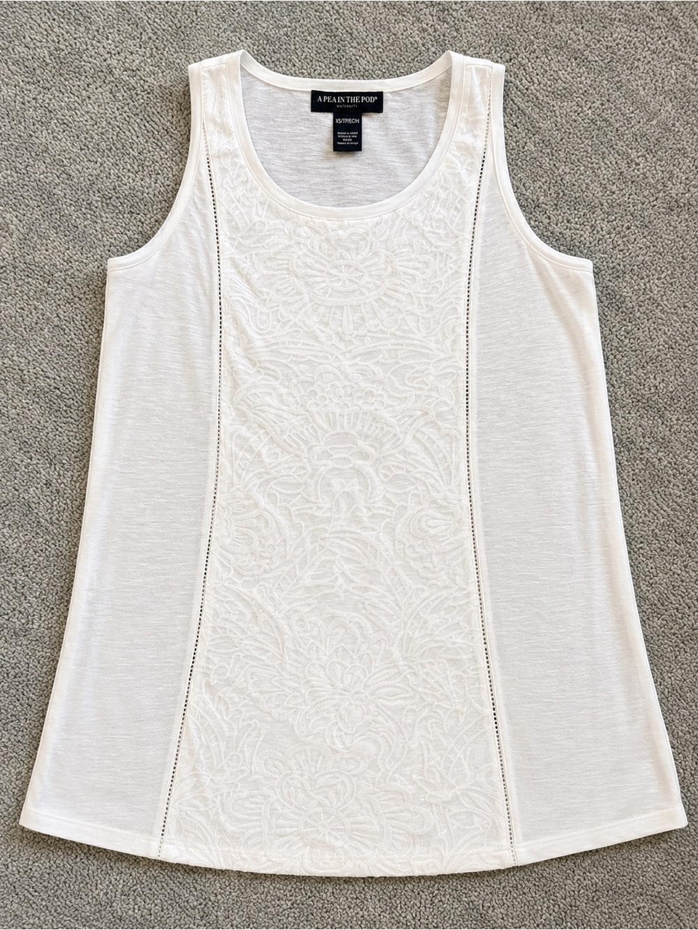 A Pea in the Pod Ivory Embroidered Maternity Tank